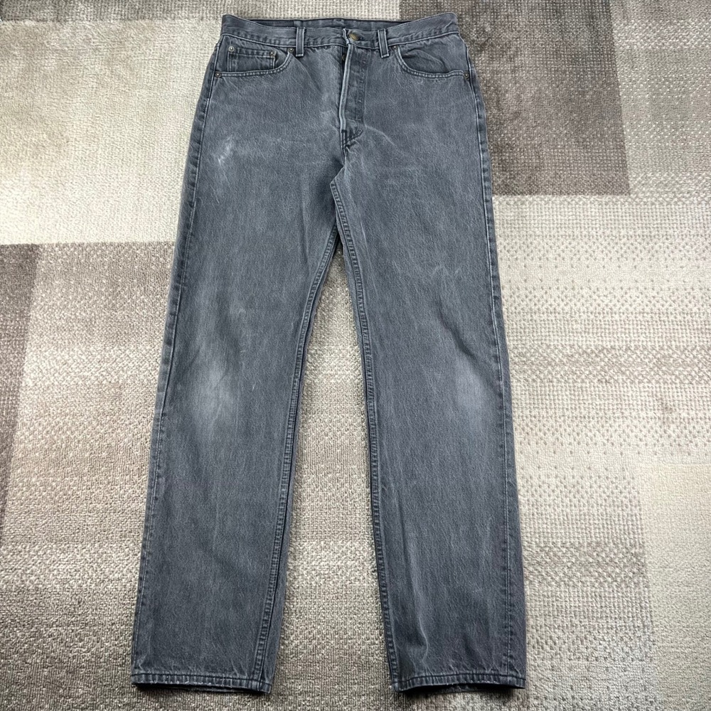 Vintage Levis 501 Black Denim Straight Leg Jeans USA Mens 34x32 Button Fly